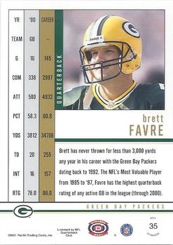 2001 Pacific Dynagon - Retail #35 Brett Favre Back