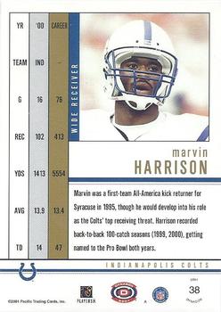 2001 Pacific Dynagon - Retail #38 Marvin Harrison Back