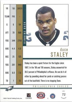 2001 Pacific Dynagon - Retail #72 Duce Staley Back