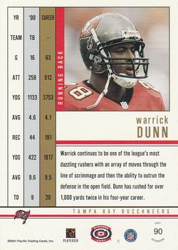 2001 Pacific Dynagon - Retail #90 Warrick Dunn Back