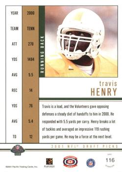 2001 Pacific Dynagon #116 Travis Henry Back