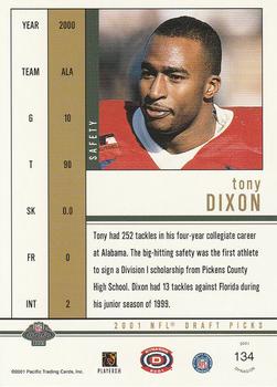 2001 Pacific Dynagon - Retail #134 Tony Dixon Back