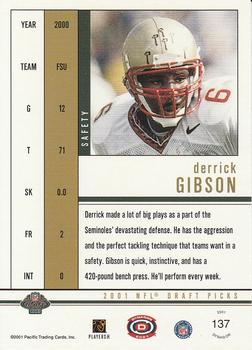 2001 Pacific Dynagon - Retail #137 Derrick Gibson Back