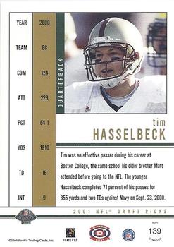 2001 Pacific Dynagon - Retail #139 Tim Hasselbeck Back