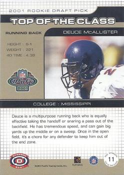 2001 Pacific Dynagon - Top of the Class #11 Deuce McAllister Back