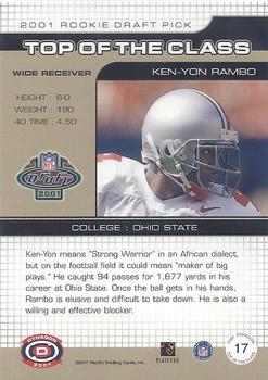 2001 Pacific Dynagon - Top of the Class #17 Ken-Yon Rambo Back