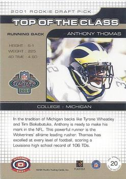 2001 Pacific Dynagon - Top of the Class #20 Anthony Thomas Back