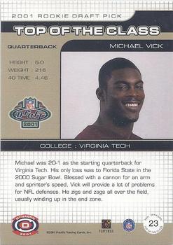 2001 Pacific Dynagon - Top of the Class #23 Michael Vick Back