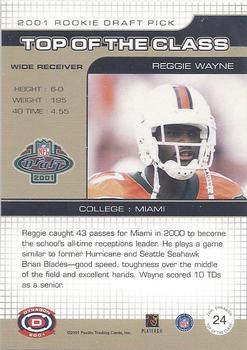 2001 Pacific Dynagon - Top of the Class #24 Reggie Wayne Back