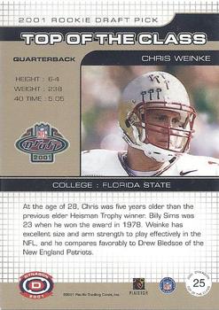 2001 Pacific Dynagon - Top of the Class #25 Chris Weinke Back