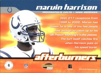 2001 Pacific Invincible - Afterburners #6 Marvin Harrison Back