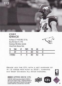2022 Upper Deck CFL - Gold #112 Cody Grace Back