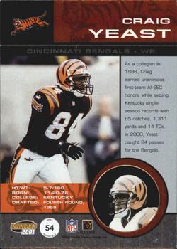2001 Pacific Invincible - Blue #54 Craig Yeast Back