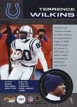 2001 Pacific Invincible - Blue #101 Terrence Wilkins Back