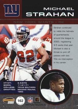 2001 Pacific Invincible - Blue #162 Michael Strahan Back