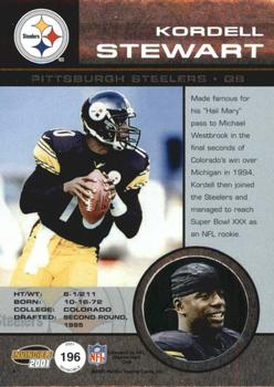 2001 Pacific Invincible - Blue #196 Kordell Stewart Back