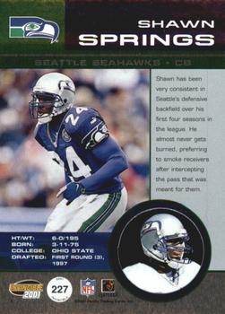 2001 Pacific Invincible - Blue #227 Shawn Springs Back