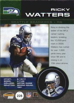 2001 Pacific Invincible - Blue #228 Ricky Watters Back