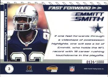 2001 Pacific Invincible - Fast Forward #3 Emmitt Smith Back