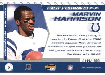 2001 Pacific Invincible - Fast Forward #5 Marvin Harrison Back