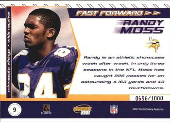 2001 Pacific Invincible - Fast Forward #9 Randy Moss Back
