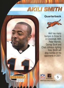 2001 Pacific Invincible - Heat Seekers #5 Akili Smith Back