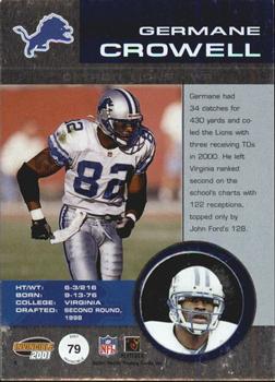 2001 Pacific Invincible - Premiere Date #79 Germane Crowell Back