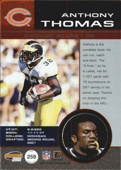 2001 Pacific Invincible - Premiere Date #259 Anthony Thomas Back
