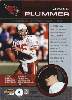 2001 Pacific Invincible - Red #6 Jake Plummer Back