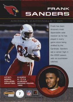 2001 Pacific Invincible - Red #7 Frank Sanders Back