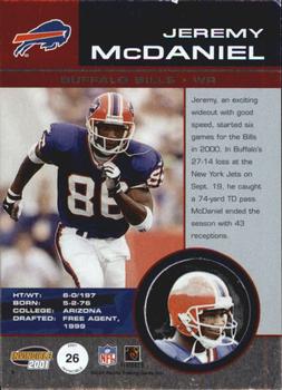 2001 Pacific Invincible - Red #26 Jeremy McDaniel Back