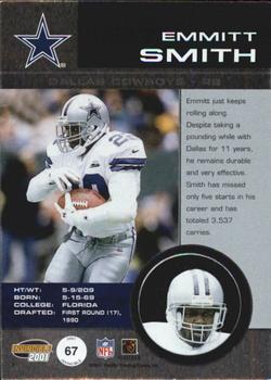 2001 Pacific Invincible - Red #67 Emmitt Smith Back