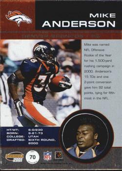 2001 Pacific Invincible - Red #70 Mike Anderson Back