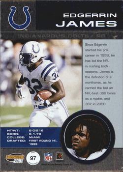 2001 Pacific Invincible - Red #97 Edgerrin James Back