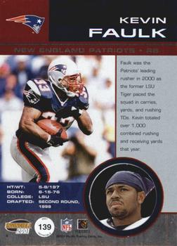 2001 Pacific Invincible - Red #139 Kevin Faulk Back