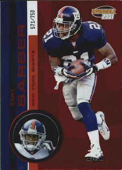2001 Pacific Invincible - Red #156 Tiki Barber Front