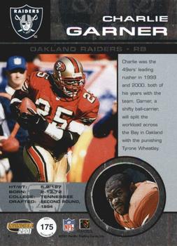 2001 Pacific Invincible - Red #175 Charlie Garner Back
