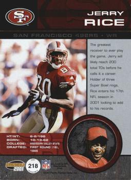 2001 Pacific Invincible - Red #218 Jerry Rice Back