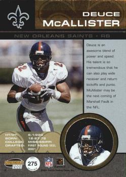 2001 Pacific Invincible - Red #275 Deuce McAllister Back