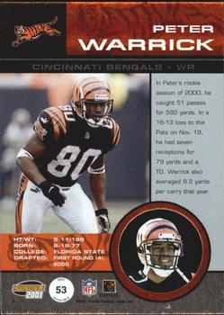 2001 Pacific Invincible - Retail #53 Peter Warrick Back