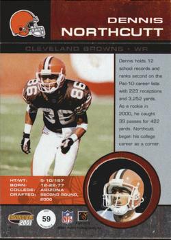 2001 Pacific Invincible - Retail #59 Dennis Northcutt Back