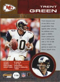 2001 Pacific Invincible - Retail #114 Trent Green Back