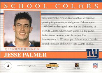 2001 Pacific Invincible - School Colors #4 Jesse Palmer Back