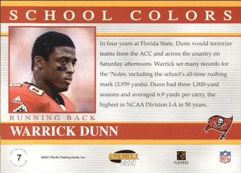 2001 Pacific Invincible - School Colors #7 Warrick Dunn Back