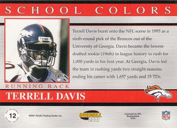 2001 Pacific Invincible - School Colors #12 Terrell Davis Back