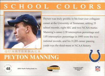 2001 Pacific Invincible - School Colors #48 Peyton Manning Back