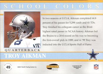 2001 Pacific Invincible - School Colors #49 Troy Aikman Back
