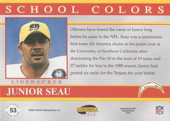 2001 Pacific Invincible - School Colors #53 Junior Seau Back