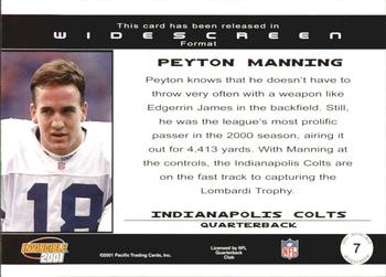 2001 Pacific Invincible - Widescreen #7 Peyton Manning Back