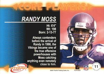 2001 Pacific Prism Atomic - Core Players #11 Randy Moss Back
